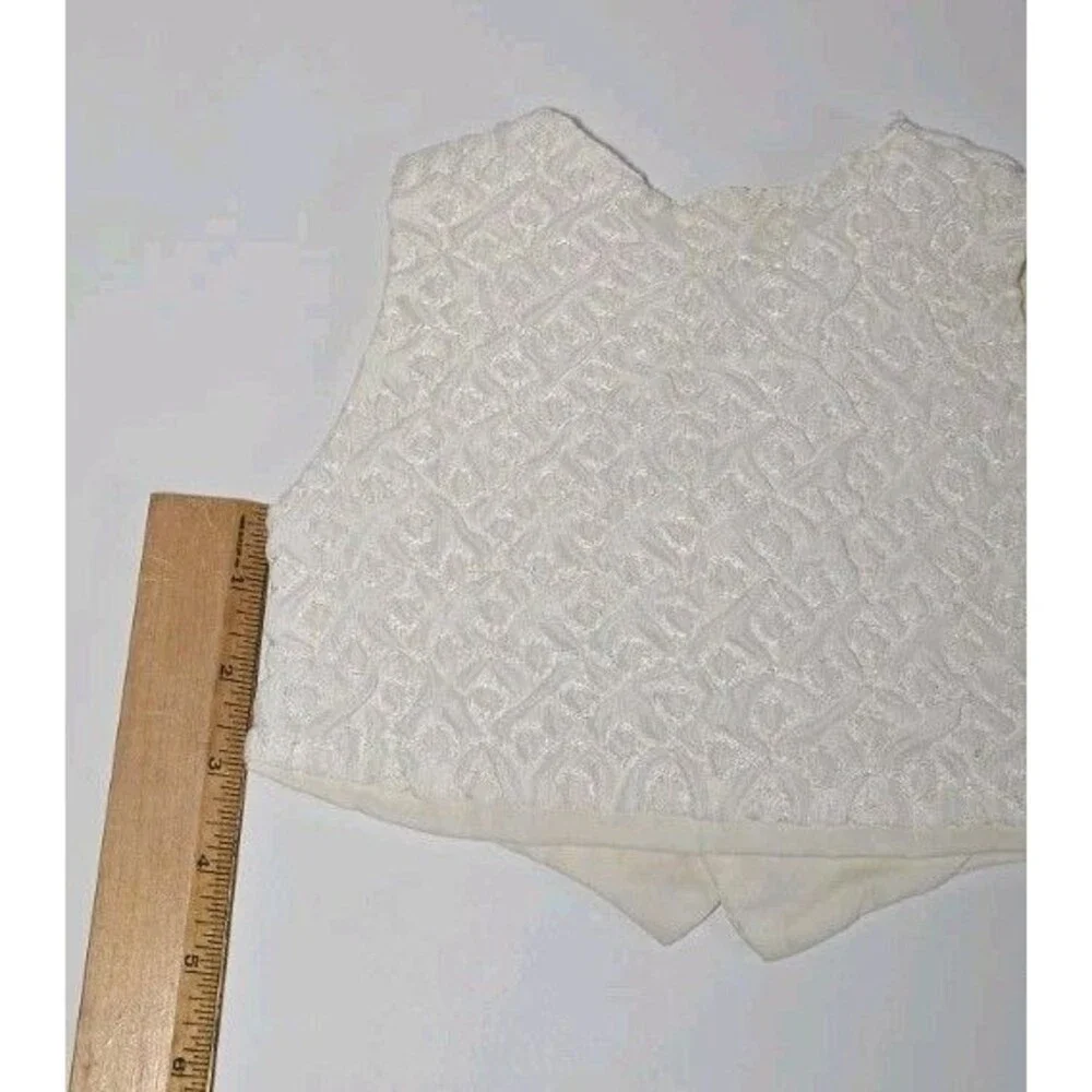 Vintage White Textured Baby Babtism Vest Size 9.5x7 Christening